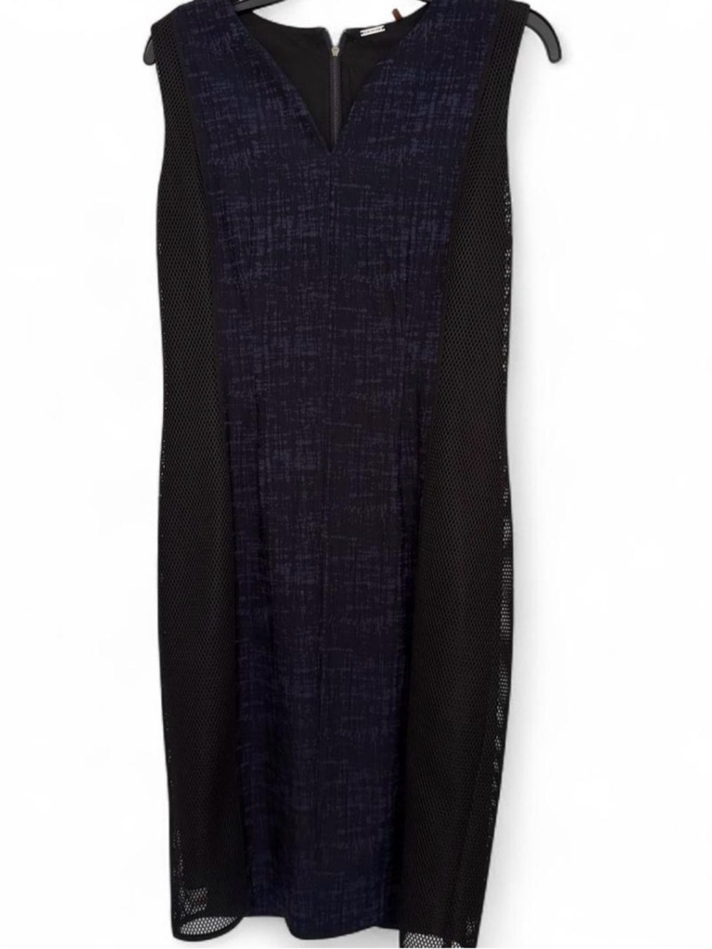 Elie Tahari Navy and Black Midi Dress